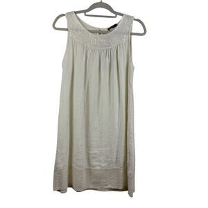 Puro Lino New Sand Cream 100% Linen Sequin Mini Dress Small Made in Italy Beach
